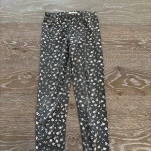 Girls Jessica Simpson gray floral leggings pants elastic waist size 7/8